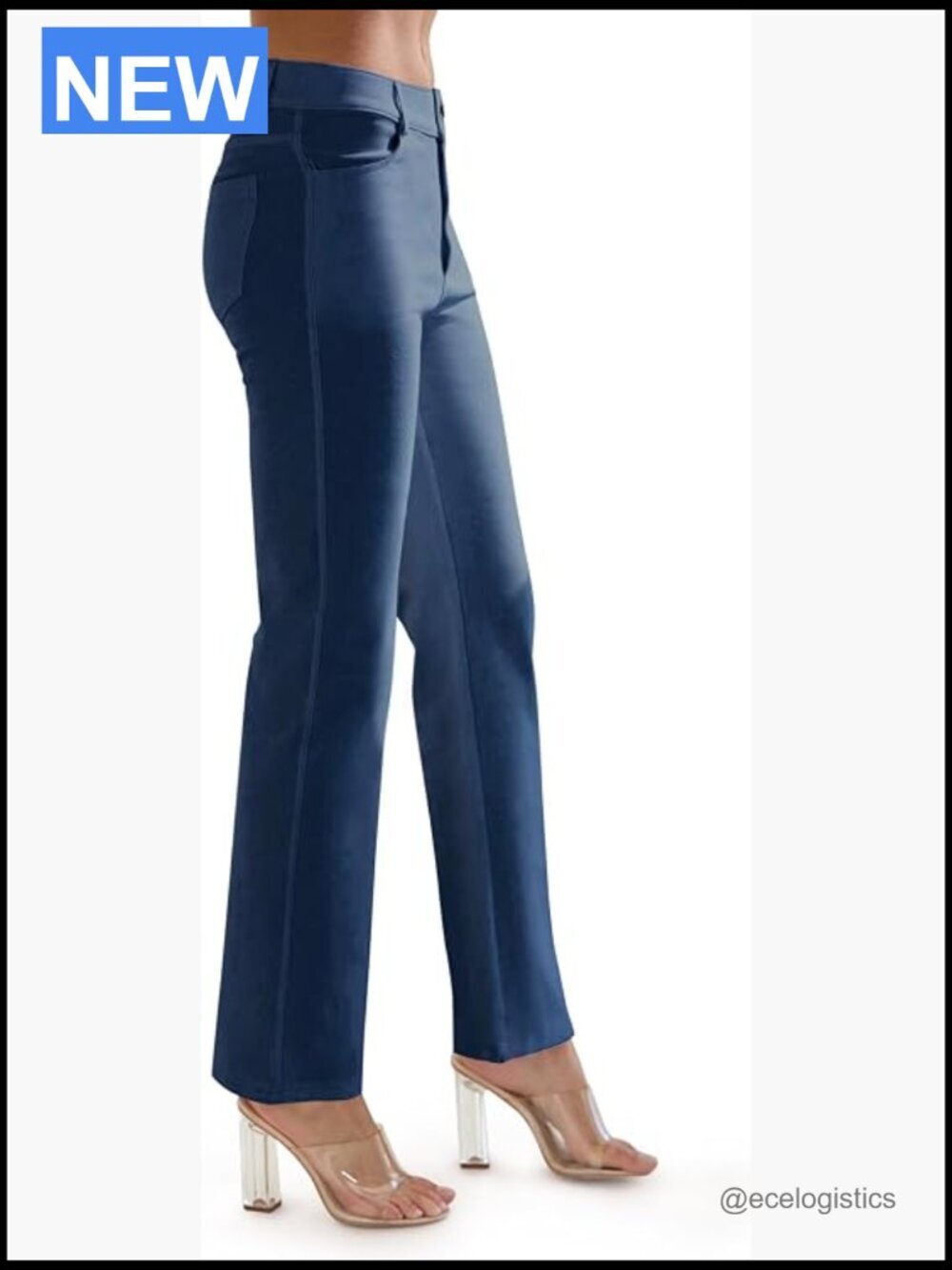 Straight Leg Denim Look Jeggings Pull On Pockets S-XXXL